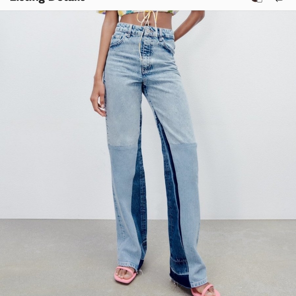 Zara Patchwork flare jeans  sz-12 nwt